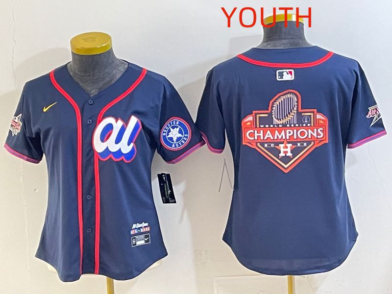 Youth 2025 Houston Astros Blank Drak Blue All star Nike MLB Jersey style 09->youth mlb jersey->Youth Jersey
